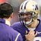 SEATTLE - OCTOBER 24:  Head coach Steve Sarkisian of the Washington Huskies talks with quarterback Jake Locker #10 during the game against the Oregon Ducks on October 24, 2009 at Husky Stadium in Seattle, Washington. The Ducks defeated the Huskies 43-19. (Photo by Otto Greule Jr/Getty Images)