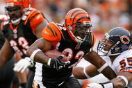 CINCINNATI - OCTOBER 25: Cedric Benson #32 of the Cincinnati Bengals runs with the ball during the NFL game against the Chicago Bears at Paul Brown Stadium on October 25, 2009 in Cincinnati, Ohio. The Bengals won 45-10. (Photo by Andy Lyons/Getty Images)