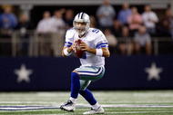 ARLINGTON, TX - SEPTEMBER 28: Quarterback Tony Romo #9 of the Dallas Cowboys at Cowboys Stadium on September 28, 2009 in Arlington, Texas. (Photo by Ronald Martinez/Getty Images)