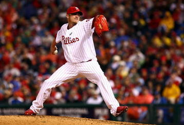 PHILADELPHIA - OCTOBER 31:  Brett Myers #39 of the Philadelphia Phillies pitches against the New York Yankees in Game Three of the 2009 MLB World Series at Citizens Bank Park on October 31, 2009 in Philadelphia, Pennsylvania.  (Photo by Chris McGrath/Getty Images)