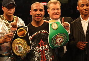 OAKLAND, CA - MAY 16:  Andre Ward celebrates after defeating Edison Miranda during the NABO and NABF Super Middleweight Championship boxing match on May 16, 2009 at the Oakland-Alameda County Coliseum in Oakland, California.  (Photo by Jed Jacobsohn/Getty Images)