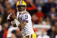 BATON ROUGE, LA - OCTOBER 24:  Quarterback Jordan Jefferson #9 of the Louisiana State University Tigers looks to throw the ball against the Auburn Tigers at Tiger Stadium on October 24, 2009 in Baton Rouge, Louisiana.  LSU defeated Auburn 31-10.  (Photo by Chris Graythen/Getty Images)
