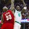CLEVELAND - OCTOBER 27:  Kevin Garnett #5 of the Boston Celtics puts up a shot against Shaquille O'Neal #33 of the Cleveland Cavaliers during the season opener at Quicken Loans Arena on October 27, 2009 in Cleveland, Ohio.  NOTE TO USER: User expressly acknowledges and agrees that, by downloading and or using this photograph, User is consenting to the terms and conditions of the Getty Images License Agreement. (Photo by Gregory Shamus/Getty Images)
