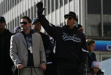 NEW YORK - NOVEMBER 06:  Alex Rodriguez #13 of the New York Yankees celebrates on a float during the New York Yankees World Series Victory Parade on November 6, 2009 in New York, New York.  (Photo by Jared Wickerham/Getty Images)