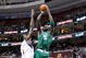 PHILADELPHIA - NOVEMBER 03: Kevin Garnett #5 of the Boston Celtics attempts a shot against Samuel Dalembert #1 and Andre Iguodala #9 of the Philadelphia 76ers at the Wachovia Center on November 3, 2009 in Philadelphia, Pennsylvania. NOTE TO USER: User expressly acknowledges and agrees that, by downloading and or using this photograph, User is consenting to the terms and conditions of the Getty Images License Agreement. (Photo by Chris Chambers/Getty Images)