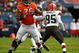 CHICAGO - NOVEMBER 01: Orlando Pace #76 of the Chicago Bears attempts to block Kamerion Wimbley #95 of the Cleveland Browns at Soldier Field on November 1, 2009 in Chicago, Illinois. The Bears defeated the Browns 30-6. (Photo by Jonathan Daniel/Getty Images)