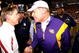 BATON ROUGE, LA - NOVEMBER 08: Head Coach Nick Saban of the Alabama Crimson Tide is congratulated by head coach Les Miles of the Louisiana State University Tigers after the Tide defeated the Tigers 27-21 in overtime on November 11, 2008 at Tiger Stadium in Baton Rouge, Louisiana. (Photo by Chris Graythen/Getty Images)