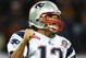 LONDON, ENGLAND - OCTOBER 25: Tom Brady (#12) of the New England Patriots celebrates during the NFL International Series match between New England Patriots and Tampa Bay Buccaneers at Wembley Stadium on October 25, 2009 in London, England. This is the third occasion where a regular season NFL match has been played in London. (Photo by Julian Finney/Getty Images)