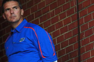 STARKVILLE, MS - OCTOBER 24:  Head coach Urban Meyer of the University of Florida Gators, during pre game warmup up against the Mississippi State Bulldogs, at Davis Wade Stadium on  October 24, 2009 in Starkville, Mississippi  (Photo by Rick Dole/Getty Images)
