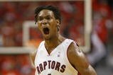 TORONTO,ON - APRIL 24:  Chris Bosh #4 of the Toronto Raptors shows his excitement against the Orlando Magic in Game 3 of the Eastern Conference Quarterfinals on April 24, 2008 at the Air Canada Centre in Toronto, Ontario. The Raptors defeated the Magic 108-94. (Photo by Claus Andersen/Getty Images)