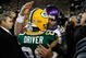 GREEN BAY, WI - NOVEMBER 1: Quarterback Brett Favre #4 of the Minnesota Vikings hugs a Donald Driver #80 of the Green Bay Packers at Lambeau Field on November 1, 2009 in Green Bay, Wisconsin. The Vikings defeated the Packers 38-26. (Photo by Scott Boehm/Getty Images)