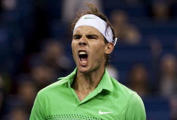 SHANGHAI, CHINA - OCTOBER 14: Rafael Nadal of Spain celebrates after winning his match against James Blake of the United States during day four of 2009 Shanghai ATP Masters 1000 at the Qi Zhong Tennis Centre on October 14, 2009 in Shanghai, China.   (Photo by Victor Fraile/Getty Images)