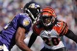 BALTIMORE - OCTOBER 11:  David Jones #20 of the Cincinnati Bengals defends against the Baltimore Ravens at M&T Bank Stadium on October 11, 2009 in Baltimore, Maryland. The Bengals defeated the Ravens 17-14. (Photo by Larry French/Getty Images)