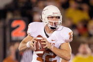COLUMBIA, MO - OCTOBER 24:  Quarterback Colt McCoy #12 of the Texas Longhorns looks to pass the ball during the game against the Missouri Tigers on October 24, 2009 at Faurot Field/Memorial Stadium in Columbia, Missouri. (Photo by Jamie Squire/Getty Images)