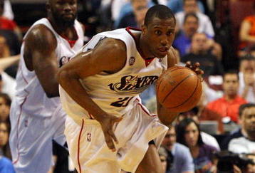 PHILADELPHIA - APRIL 26:  Thaddeus Young #21 of the Philadelphia 76ers controls the ball against the Orlando Magic during Game Four of the Eastern Conference Quarterfinals during the 2009 NBA Playoffs at the Wachovia Center on April 26, 2009 in Philadelphia, Pennsylvania. NOTE TO USER: User expressly acknowledges and agrees that, by downloading and/or using this Photograph, user is consenting to the terms and conditions of the Getty Images License Agreement.  (Photo by Jim McIsaac/Getty Images)