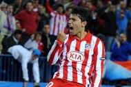 MADRID, SPAIN - NOVEMBER 03: Sergio Aguero of Atletico Madrid celebrates after scoring his second goal against Chelsea during the UEFA Champions League Group D match on November 3, 2009 in Madrid, Spain.  (Photo by Denis Doyle/Getty Images)