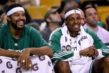 BOSTON, MA - OCTOBER 28:  Paul Pierce #34 and Rasheed Wallace #30 of the Boston Celtics react on the bench during a game against the Charlotte Bobcats at the TD Banknorth Garden on October 28, 2009 in Boston, Massachusetts. NOTE TO USER: User expressly acknowledges and agrees that, by downloading and/or using this Photograph, user is consenting to the terms and conditions of the Getty Images License Agreement. (Photo by Jim Rogash/Getty Images)