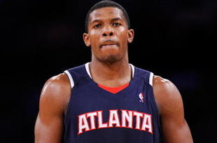 LOS ANGELES, CA - NOVEMBER 01:  Joe Johnson #2 of the Atlanta Hawks looks on against  Los Angeles Lakers NBA basketball game at Staples Center on November 1, 2009 in Los Angeles, California. NOTE TO USER: User expressly acknowledges and agrees that, by downloading and/or using this Photograph, user is consenting to the terms and conditions of the Getty Images License Agreement.  (Photo by Kevork Djansezian/Getty Images)
