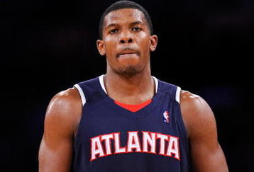 LOS ANGELES, CA - NOVEMBER 01:  Joe Johnson #2 of the Atlanta Hawks looks on against  Los Angeles Lakers NBA basketball game at Staples Center on November 1, 2009 in Los Angeles, California. NOTE TO USER: User expressly acknowledges and agrees that, by downloading and/or using this Photograph, user is consenting to the terms and conditions of the Getty Images License Agreement.  (Photo by Kevork Djansezian/Getty Images)