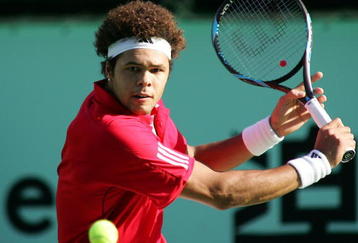 TOKYO - OCTOBER 11: Jo-Wilfried Tsonga of France plays a backhand in the Men's Singles Final match against Mikhail Youzhny of Russia during day seven of the Rakuten Open Tennis tournament at Ariake Colosseum on October 11, 2009 in Tokyo,Japan. (Photo by Koji Watanabe/Getty Images)
