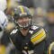 IOWA CITY, IOWA - NOVEMBER 8: Quarterback Ricky Stanzi #12 of the Iowa Hawkeyes calls a play at the line during the second quarter of play against the Penn State Nittany Lions at Kinnick Stadium on November 8, 2008 in Iowa City, Iowa. Iowa defeated Penn State  24-23. (Photo by David Purdy/Getty Images)