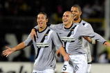 BERGAMO, ITALY - NOVEMBER 07:  Mauro Camoranesi, Fabio Cannavaro and Felipe Melo of Juventus FC celebrate during the Serie A match between Atalanta BC  and Juventus FC at Stadio Atleti Azzurri d'Italia on November 7, 2009 in Bergamo, Italy.  (Photo by Claudio Villa/Getty Images)