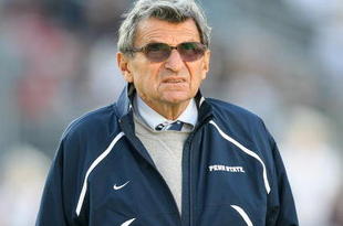 STATE COLLEGE, PA - NOVEMBER 7: Head coach Joe Paterno of the Penn State Nittany Lions stands on the field during warm-ups before a game against the Ohio State Buckeyes on November 7, 2009 at Beaver Stadium in State College, Pennsylvania. (Photo by Hunter Martin/Getty Images)