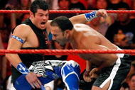 LAS VEGAS - AUGUST 24: Wrestlers Evan Bourne (L) and Chavo Guerrero compete during the WWE Monday Night Raw show at the Thomas & Mack Center August 24, 2009 in Las Vegas, Nevada. (Photo by Ethan Miller/Getty Images)