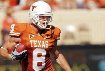 AUSTIN, TX - NOVEMBER 7:  Wide receiver Jordan Shipley #8 of the Texas Longhorns steps out of bounds to avoid a tackle against the UCF Knights on November 7, 2009 at Darrell K Royal - Texas Memorial Stadium in Austin, Texas.  Shipley broke the Texas single game receiving record in a 35-3 win. (Photo by Brian Bahr/Getty Images)