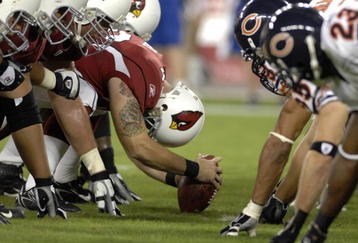 Arizona Cardinals  line up against  the Chicago Bears Oct. 16, 2006 in Phoenix.  The Bears won 24 - 23 on Monday Night Football and remained undefeated.  (Photo by Al Messerschmidt/Getty Images)