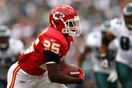 PHILADELPHIA - SEPTEMBER 27: Jamaal Charles #25 of the Kansas City Chiefs makes a break against the Philadelphia Eagles  on September 27, 2009 at Lincoln Financial Field in Philadelphia, Pennsylvania.  (Photo by Chris McGrath/Getty Images)