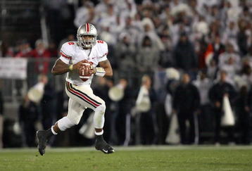 STATE COLLEGE, PA - NOVEMBER 7: Quarterback Terrelle Pryor #2 of the Ohio State Buckeyes rolls out to pass during a game against the Penn State Nittany Lions on November 7, 2009 at Beaver Stadium in State College, Pennsylvania. Ohio State won 24-7. (Photo by Hunter Martin/Getty Images)