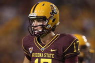 TEMPE, AZ - NOVEMBER 07:  Quarterback Brock Osweiler #17 of the Arizona State Sun Devils walks off the field after a turnover against the USC Trojans during the college football game at Sun Devil Stadium on November 7, 2009 in Tempe, Arizona.  The Trojans defeated the Devils 14-9. (Photo by Christian Petersen/Getty Images)