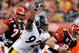 CINCINNATI - SEPTEMBER 27:  Carson Palmer #9 of the Cincinnati Bengals runs with the ball while defended by James Harrison #92 of the Pittsburgh Steelers at Paul Brown Stadium on September 27, 2009 in Cincinnati, Ohio.  The Bengals won 23-20.  (Photo by Andy Lyons/Getty Images)