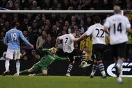 MANCHESTER, UNITED KINGDOM - NOVEMBER 7:  Kevin McDonald of Burnley scores his goal during the Barclays Premier League match between Manchester City and Burnley at City of Manchester Stadium on November 7, 2009 in Manchester, England. (Photo by Michael Regan/Getty Images)