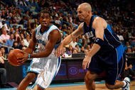 NEW ORLEANS - NOVEMBER 04:  Chris Paul #3 of the New Orleans Hornets drives the ball around Jason Kidd #2 of the Dallas Mavericks at New Orleans Arena on November 4, 2009 in New Orleans, Louisiana.  NOTE TO USER: User expressly acknowledges and agrees that, by downloading and or using this photograph, User is consenting to the terms and conditions of the Getty Images License Agreement.  (Photo by Chris Graythen/Getty Images)