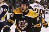 BOSTON - NOVEMBER 07:  Marco Sturm #16 of the Boston Bruins celebrates his goal in the second period against the Buffalo Sabres on November 7, 2009 at the TD Garden in Boston, Massachusetts.  (Photo by Elsa/Getty Images)