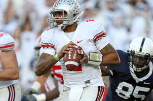 STATE COLLEGE, PA - NOVEMBER 7: Quarterback Terrelle Pryor #2 of the Ohio State Buckeyes rolls out to pass during a game against the Penn State Nittany Lions on November 7, 2009 at Beaver Stadium in State College, Pennsylvania. Ohio State won 24-7. (Photo by Hunter Martin/Getty Images)