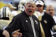 MEMPHIS, TN - DECEMBER 29: George O'Leary, head coach of the UCF Knights reacts after holding the Mississippi State Bulldogs to a field goal during the 49th Annual Autozone Liberty Bowl at Liberty Bowl Memorial Stadium December 29, 2007 in Memphis, Tennessee.  (Photo by Joe Murphy/Getty Images)