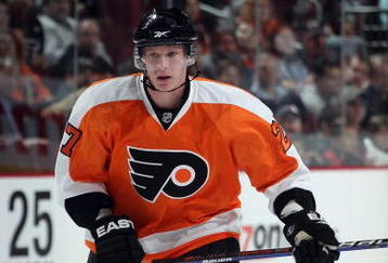 PHILADELPHIA - OCTOBER 10:  Mika Pyorala #27 of the Philadelphia Flyers skates during the game against the Anaheim Ducks at the Wachovia Center on October 10, 2009 in Philadelphia, Pennsylvania.  (Photo by Bruce Bennett/Getty Images)