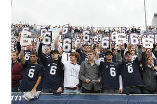 EAST HARTFORD, CT - OCTOBER 31: Fans remember Jasper Howard, the murdered Connecticut Huskies cornerback, during a moment of silence before the game against the Rutgers Scarlet Knights on October 31, 2009 at Rentschler Field in East Hartford, Connecticut. (Photo by Elsa/Getty Images)