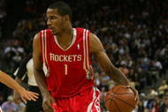 OAKLAND, CA - OCTOBER 28: Trevor Ariza #1 of the Houston Rockets dribbles the ball during their game against the Golden State Warriors at Oracle Arena on October 28, 2009 in Oakland, California. (Photo by Ezra Shaw/Getty Images)