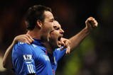 LONDON, ENGLAND - NOVEMBER 08:  John Terry (L) of Chelsea celebrates with teammate Frank Lampard after scoring the opening goal during the Barclays Premier League match between Chelsea and Manchester United at Stamford Bridge on November 8, 2009 in London, England.  (Photo by Shaun Botterill/Getty Images)