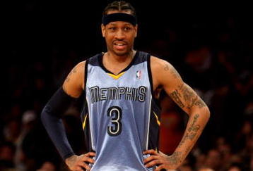 LOS ANGELES, CA - NOVEMBER 06:  Allen Iverson #3 of the Memphis Grizzlies staands on the court in the game against the Los Angeles Lakers on November 6, 2009 at Staples Center in Los Angeles, California. The Lakers won 114-98.  NOTE TO USER: User expressly acknowledges and agrees that, by downloading and/or using this Photograph, user is consenting to the terms and conditions of the Getty Images License Agreement.  (Photo by Stephen Dunn/Getty Images)