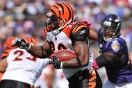 BALTIMORE - OCTOBER 11: Cedric Benson #32 of the Cincinnati Bengals runs the ball against the Baltimore Ravens at M&T Bank Stadium on October 11, 2009 in Baltimore, Maryland. The Bengals defeated the Ravens 17-14. (Photo by Larry French/Getty Images)