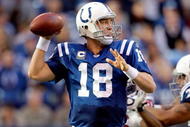 INDIANAPOLIS - NOVEMBER 08: Peyton Manning #18 of the Indianapolis Colts passes the ball during the NFL game against the Houston Texans at Lucas Oil Stadium on November 8, 2009 in Indianapolis, Indiana. (Photo by Andy Lyons/Getty Images)