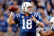 INDIANAPOLIS - NOVEMBER 08: Peyton Manning #18 of the Indianapolis Colts passes the ball during the NFL game against the Houston Texans at Lucas Oil Stadium on November 8, 2009 in Indianapolis, Indiana. (Photo by Andy Lyons/Getty Images)