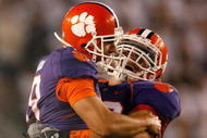 ATLANTA - SEPTEMBER 10: Kicker Richard Jackson #19 and Michael Wade #16 of the Clemson Tigers against the Georgia Tech Yellow Jackets at Bobby Dodd Stadium on September 10, 2009 in Atlanta, Georgia. (Photo by Kevin C. Cox/Getty Images)