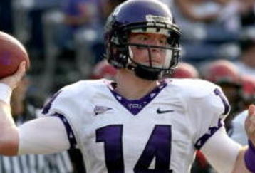 SAN DIEGO - NOVEMBER 7:  Quarterback Andy Dalton #14 of the Texas Christian University Horned Frogs  throws a pass against the San Diego State Aztecs on November 7, 2009 at Qualcomm Stadium in San Diego, California.   TCU won 55-12.   (Photo by Stephen Dunn/Getty Images)