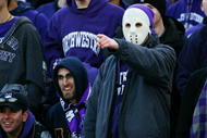 EVANSTON, IL - OCTOBER 31: A fan of the Northwestern Wildcats waers a mask on Halloween as the Wildcats take on the Penn State Nittany Lions at Ryan Field on October 31, 2009 in Evanston, Illinois. Penn State defeated Northwestern 34-13. (Photo by Jonathan Daniel/Getty Images)